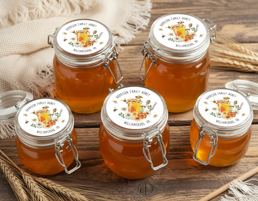 Family Honey Canning Jar Stickers