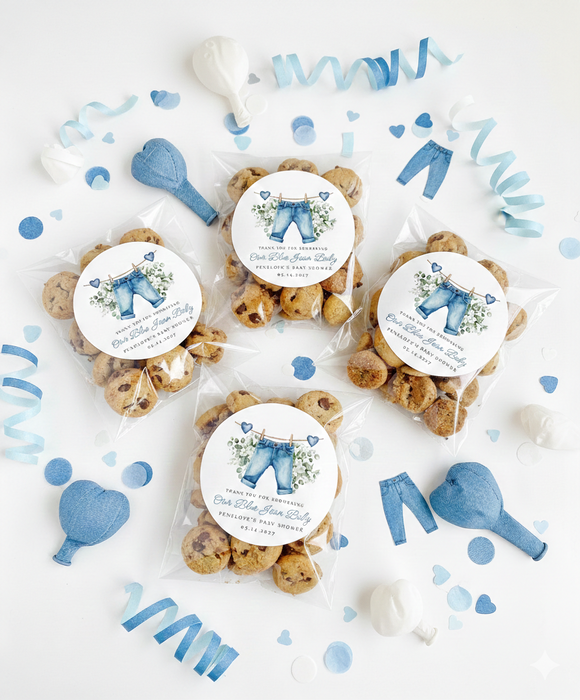 Blue Jean Baby Shower Label Stickers