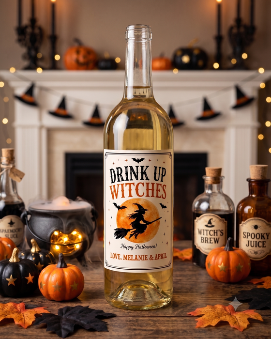 Drink Up Witches Halloween Wine Labels