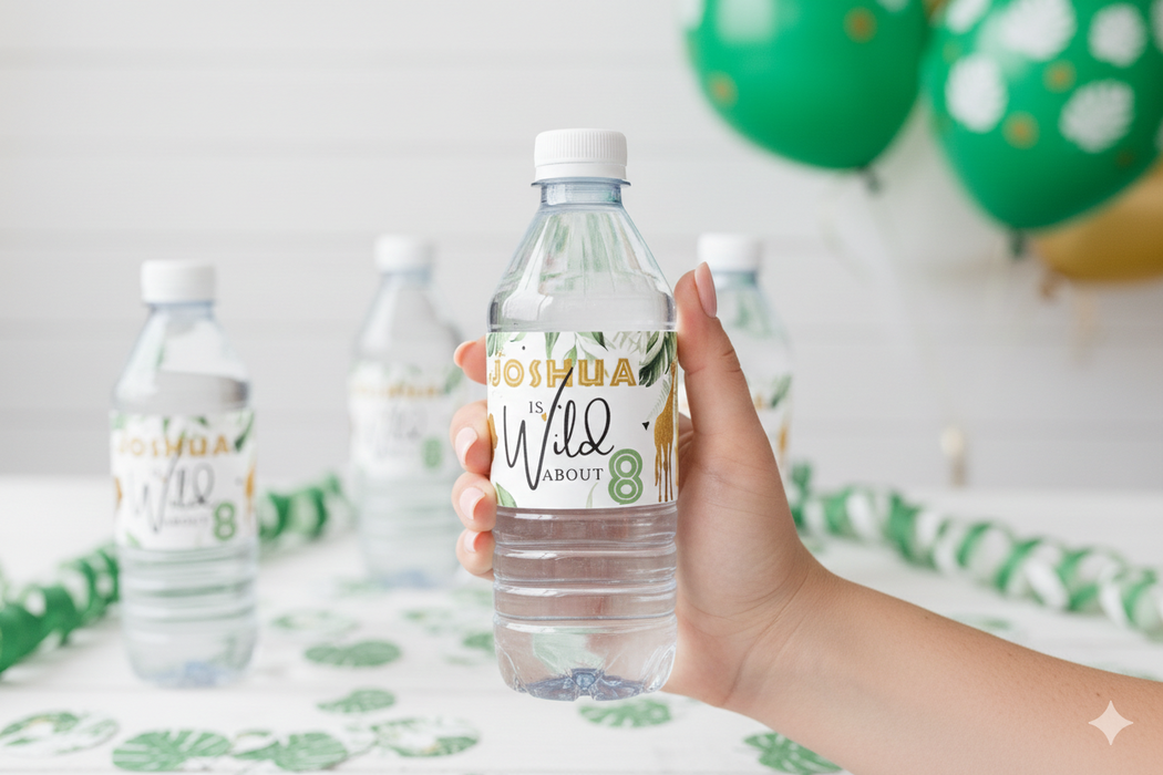 Safari Birthday Water Bottle Labels