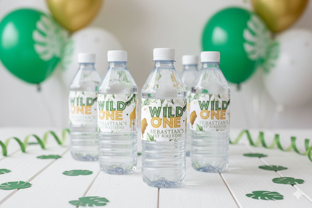 Gold Safari Water Bottle Labels