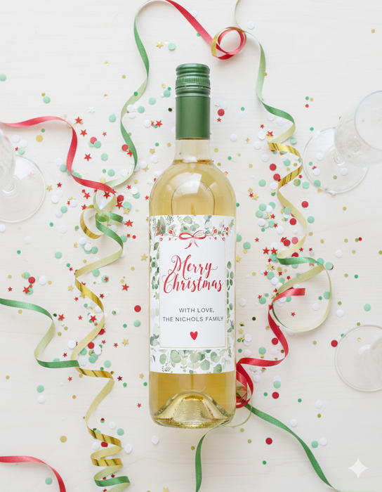Eucalyptus Merry Christmas Wine Labels