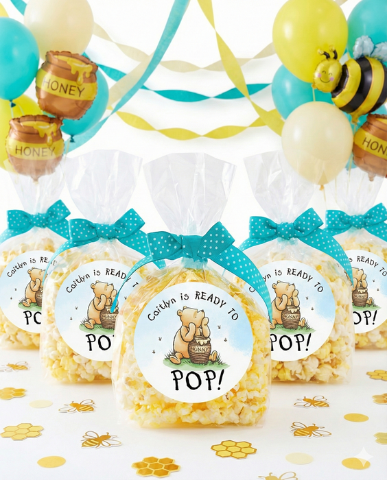 Personalised Ready To Pop Baby Shower Stickers – Yellow – For Sweet Cones – UK Made