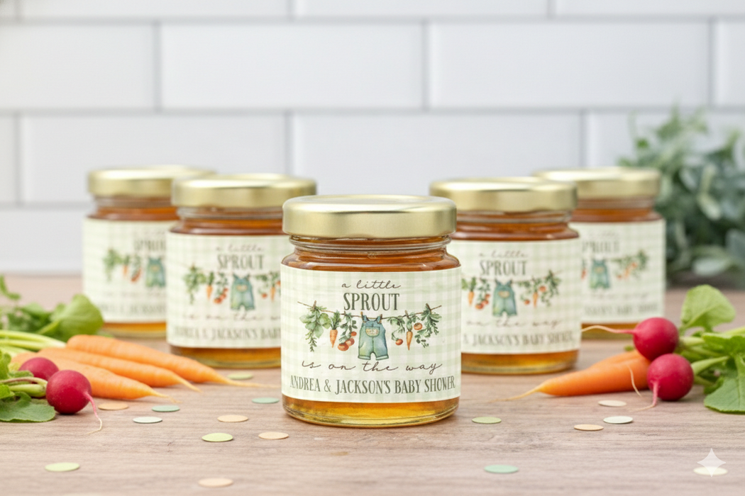 Little Sprout Baby Shower Mini Honey Jar Stickers