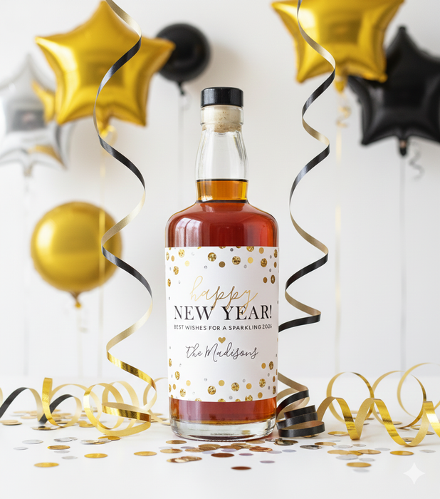 Happy New Year Sparkling Wishes Wine Champagne Labels