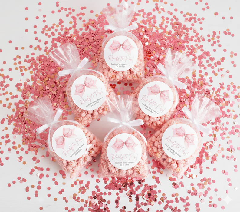 Pink Bow Ready to Pop Baby Shower Stickers