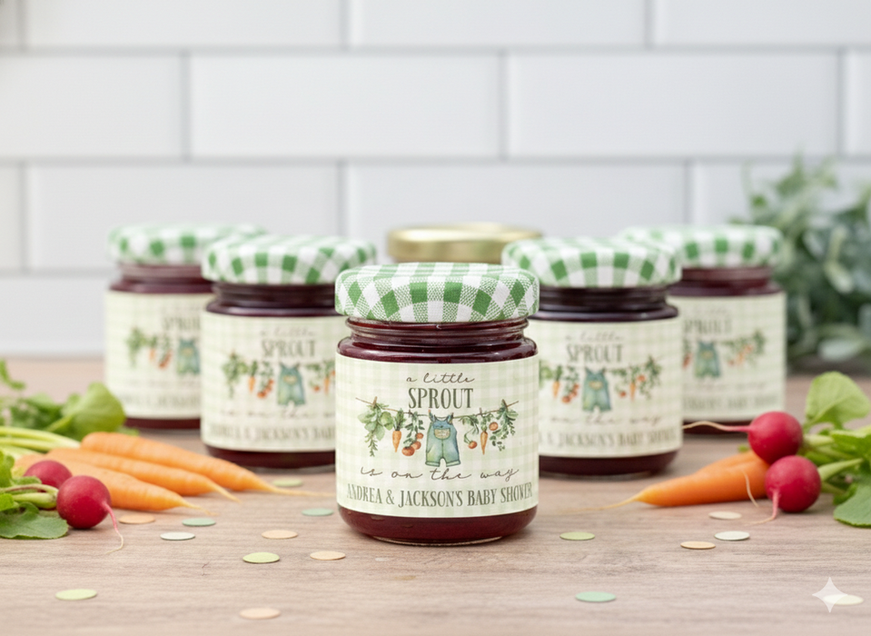 Little Sprout Baby Shower Mini Honey Jar Stickers