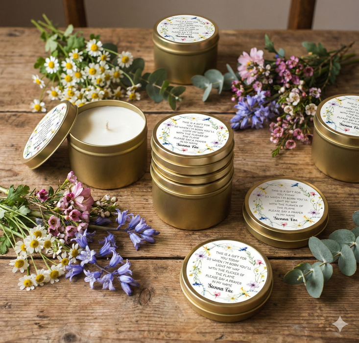 Floral Wreath Prayer Candle Stickers