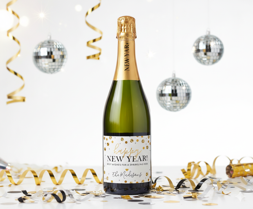 Happy New Year Sparkling Wishes Wine Champagne Labels
