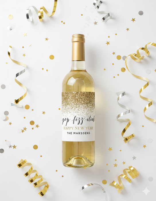 Pop Fizz Clink New Year Champagne Labels