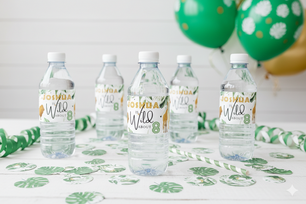 Safari Birthday Water Bottle Labels