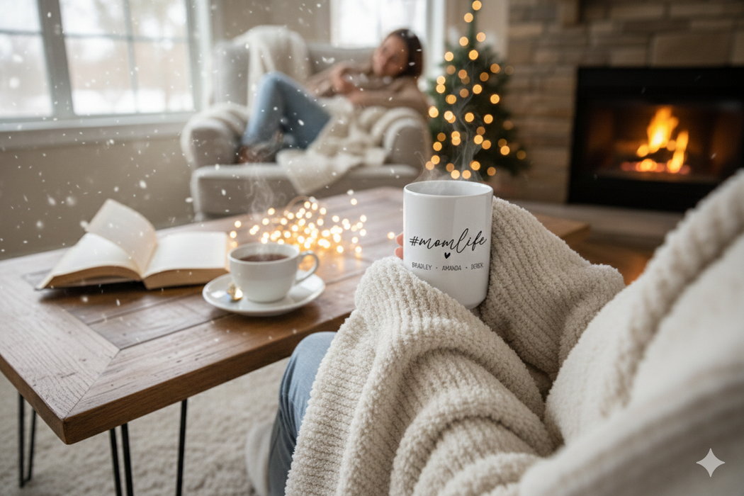 Custom #MomLife Mug with Children's Names | Personalized Ceramic Coffee Gift
