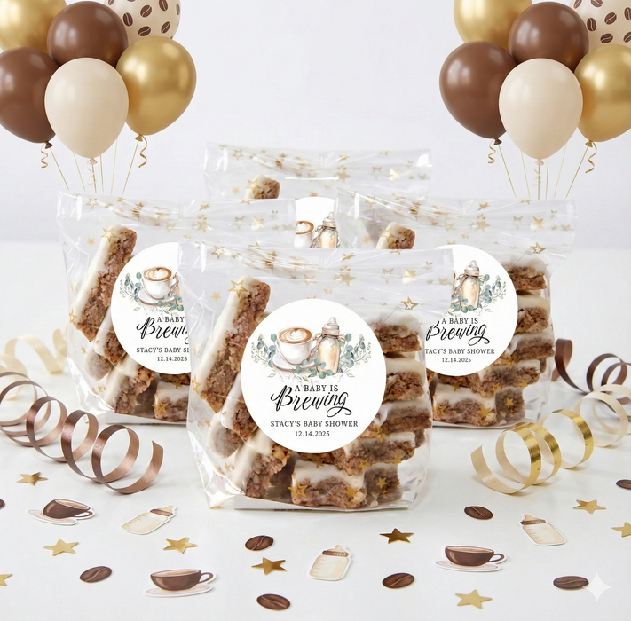 Floral Baby Brewing Shower Stickers