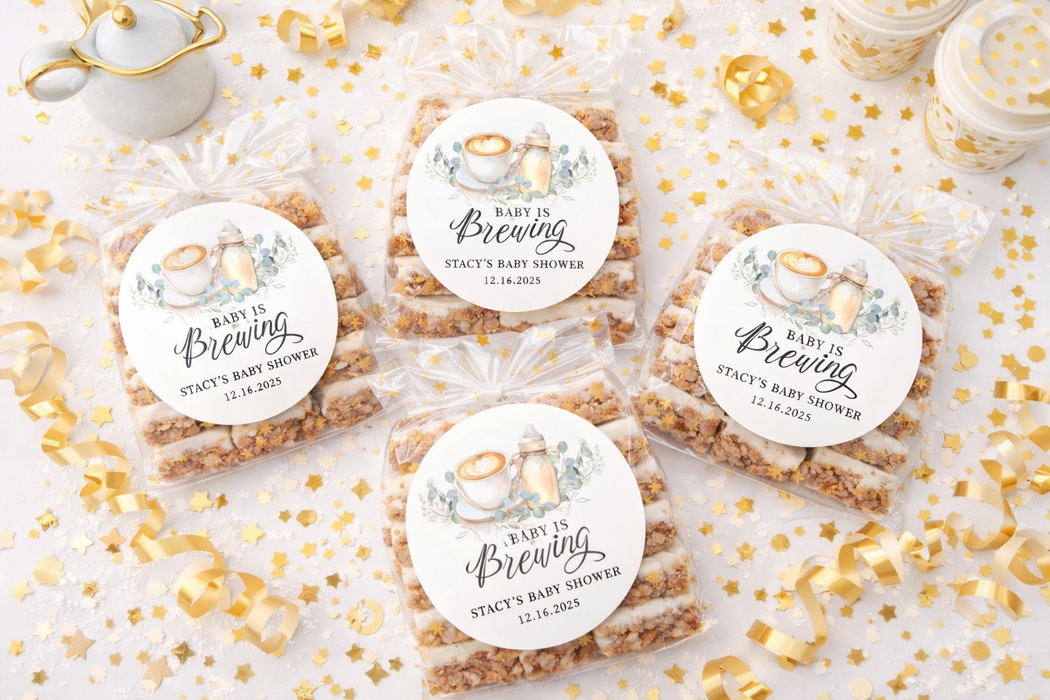 Floral Baby Brewing Shower Stickers
