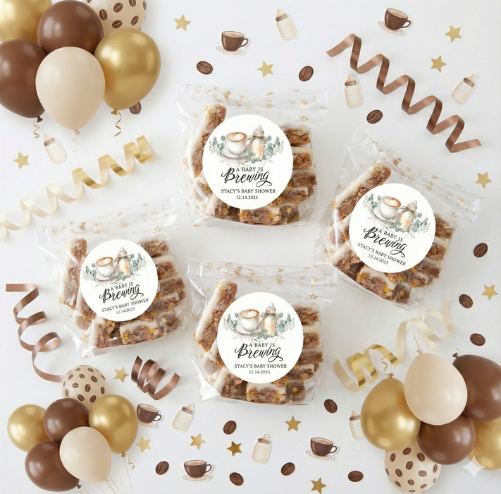 Floral Baby Brewing Shower Stickers