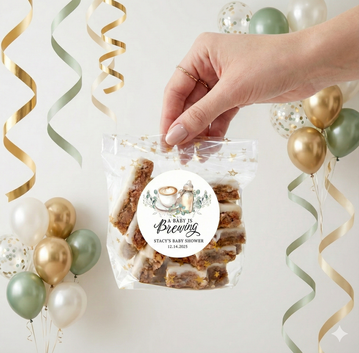 Floral Baby Brewing Shower Stickers