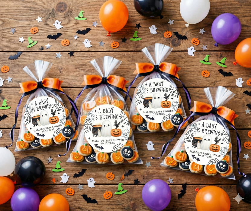 Halloween A Baby is Brewing Shower Stickers