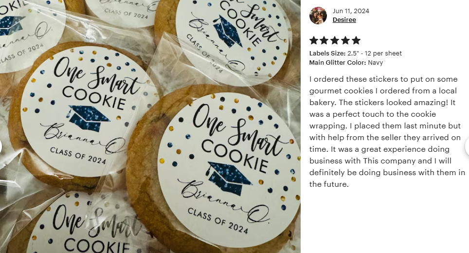 One Smart Cookie Glitter Graduation Stickers