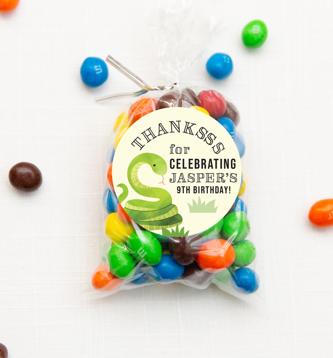 Snake Birthday Stickers for Reptile Party