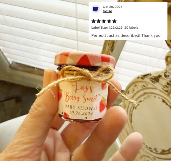 Berry Sweet Baby Shower Mini Jam Jar Stickers