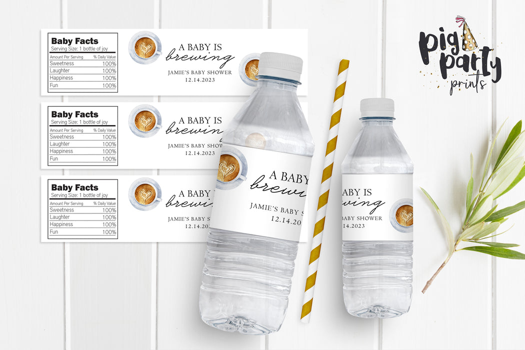 Baby Brewing Baby Shower Water Bottle Labels