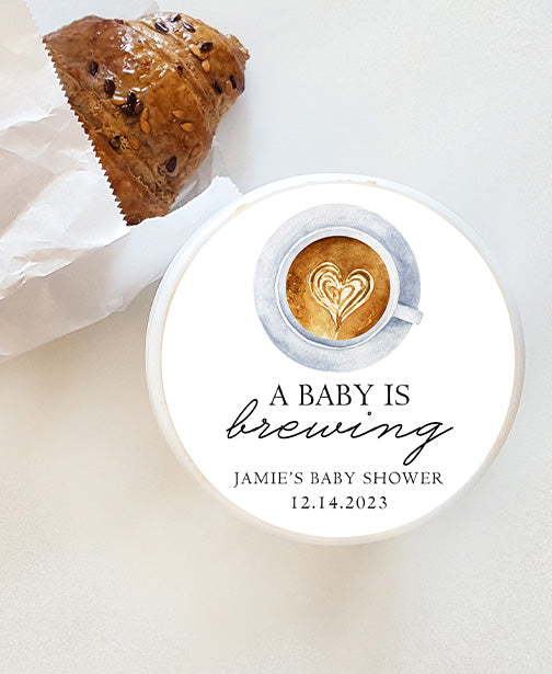 A Baby is Brewing Baby Shower Stickers