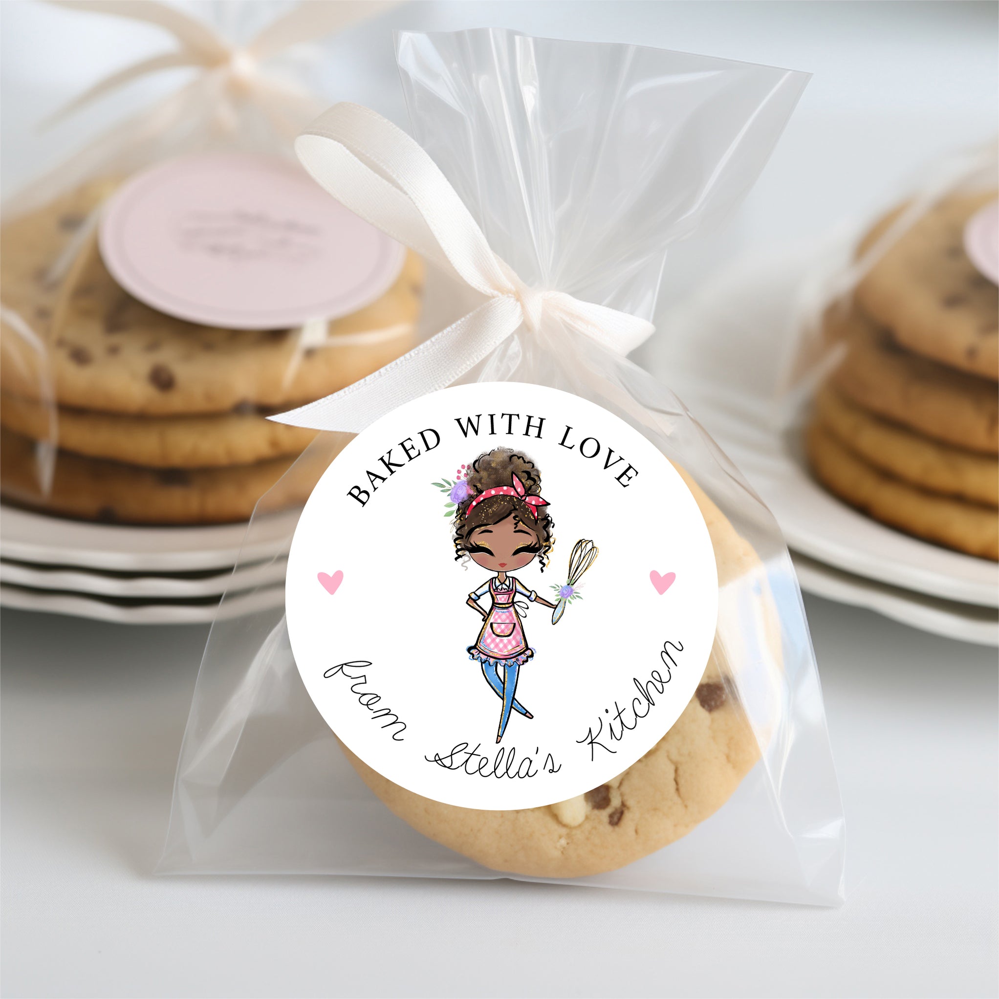 Custom Baker Baked with Love Stickers — Pig Party Prints