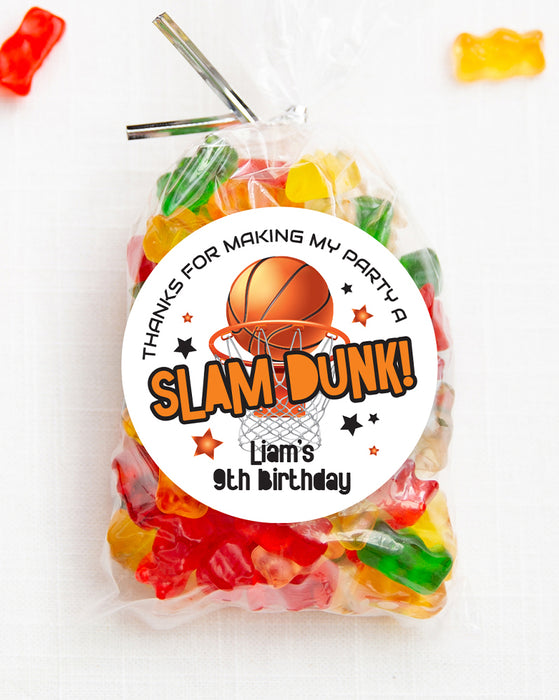 Basketball Slam Dunk Birthday Party Stickers