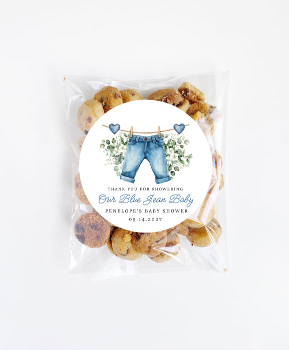Blue Jean Baby Shower Label Stickers