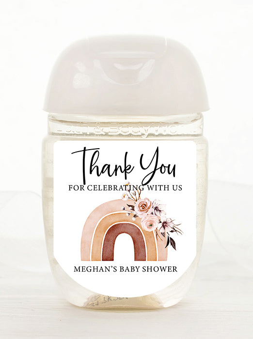 Floral Boho Baby Shower Hand Sanitizer Label