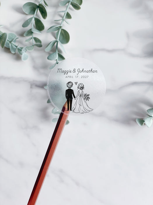 Simple Modern Bride Groom Wedding Stickers
