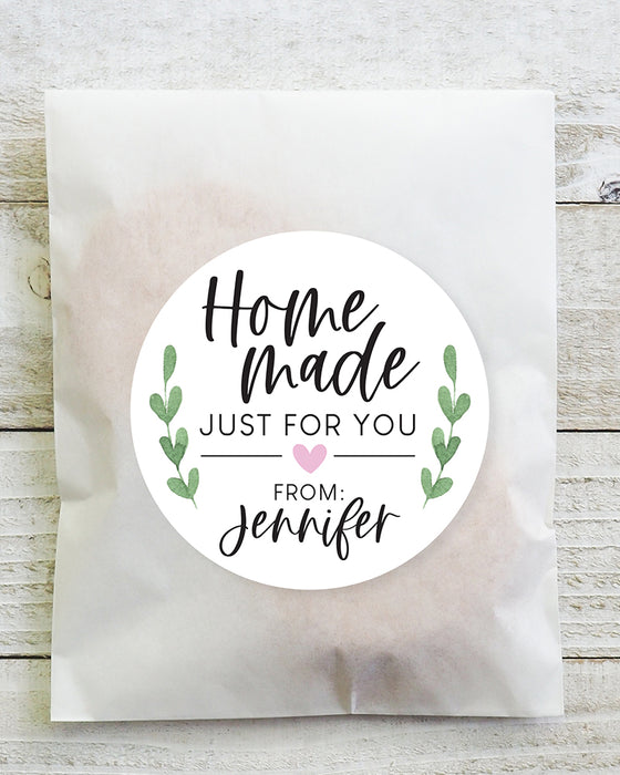 Simple Green Floral Baked Goods Stickers