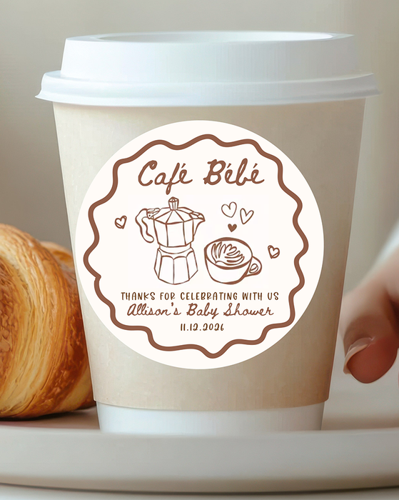 Cafe Bebe Baby Shower Label Stickers
