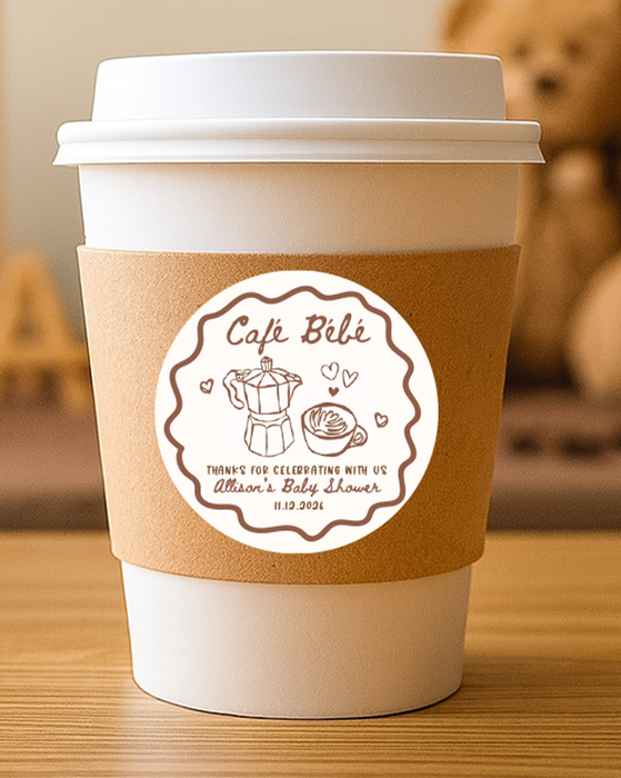 Cafe Bebe Baby Shower Label Stickers