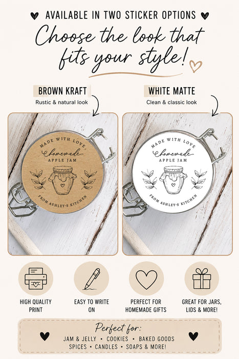 Heart Jam Jar Homemade Canning Stickers