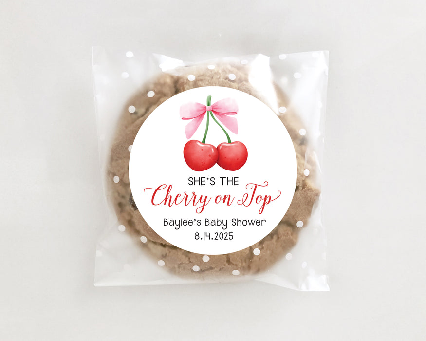 Cherry On Top Baby Shower Stickers