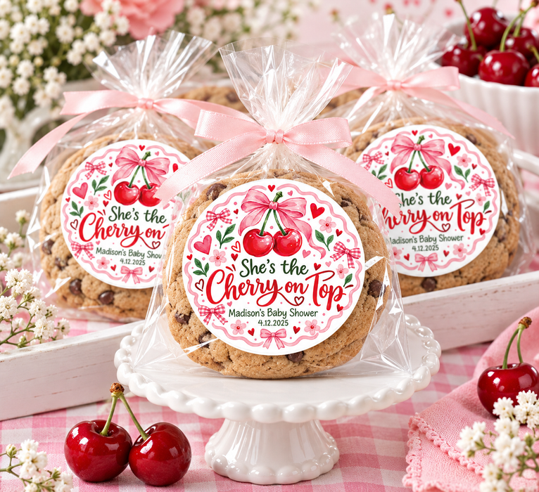 Cherry On Top Baby Shower Stickers