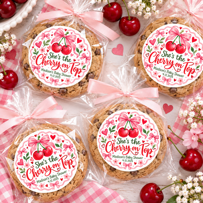 Cherry On Top Baby Shower Stickers