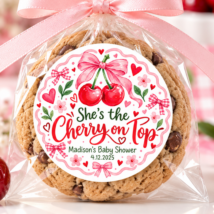 Cherry On Top Baby Shower Stickers