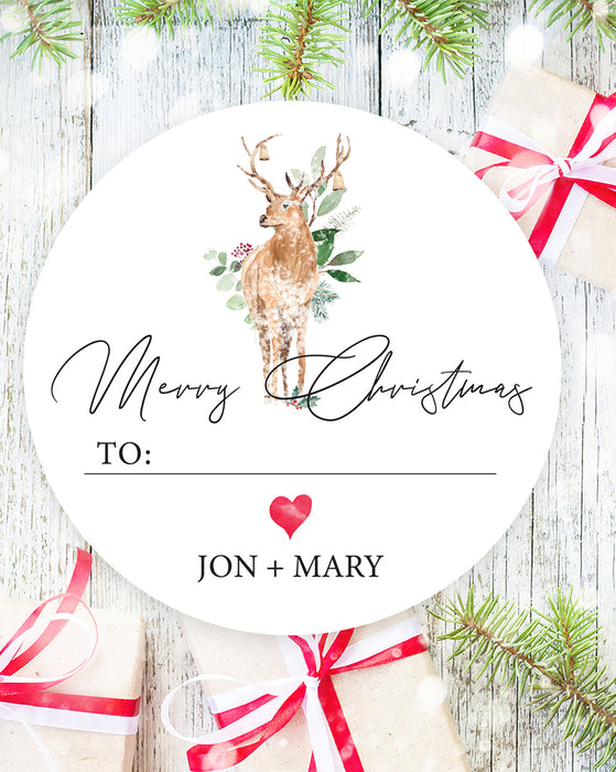 Stag Christmas Gift Tag Stickers