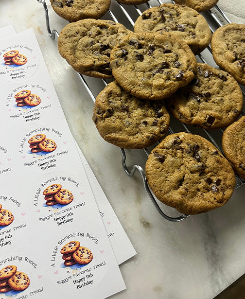 Chocolate Chip Cookie Birthday Party Stickers