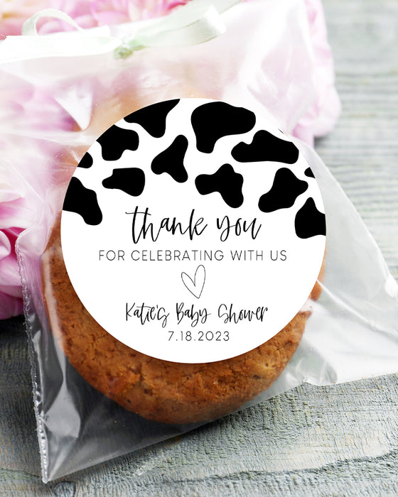 Cow Print Baby Shower Stickers