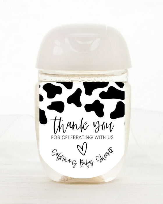 Cow Print Baby Hand Sanitizer Label