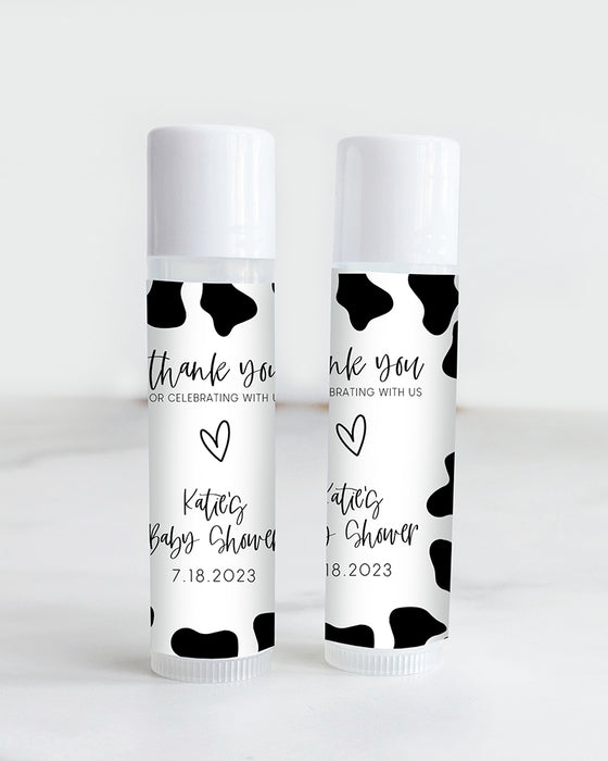 Cow Print Baby Shower Lip Balm Labels