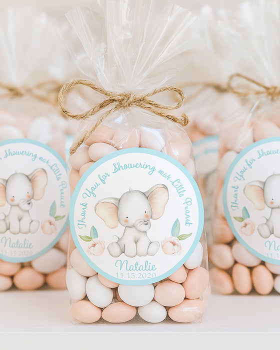 Little Peanut Blue Elephant Baby Shower Stickers