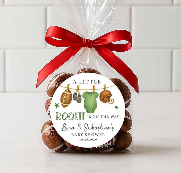 Little Rookie Football Baby Shower Stickers