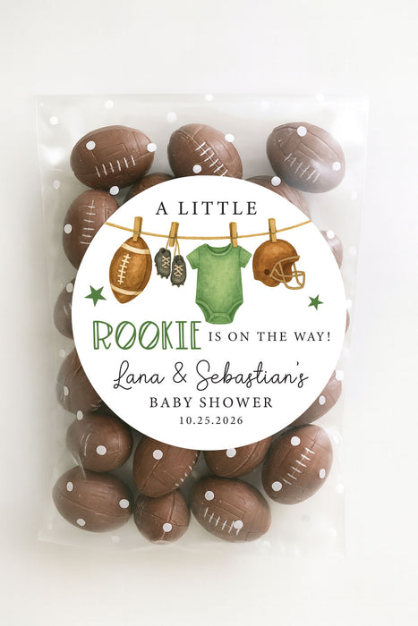 Little Rookie Football Baby Shower Stickers