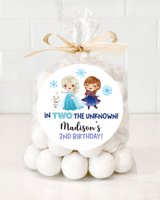 In TWO the Unknown Frozen Birthday Party Stickers