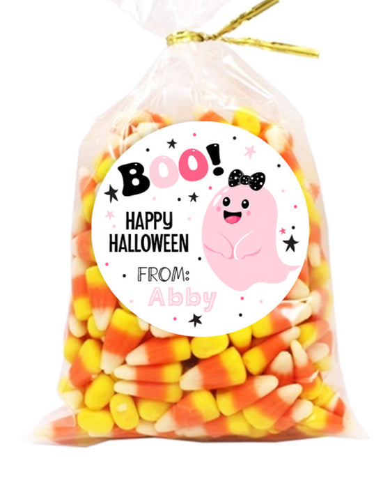 Boo Pink Ghost Girl Halloween Sticker