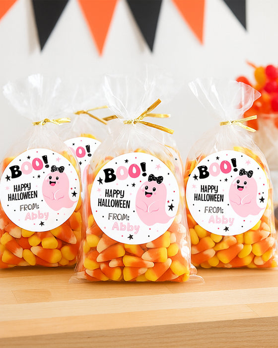 Boo Pink Ghost Girl Halloween Sticker